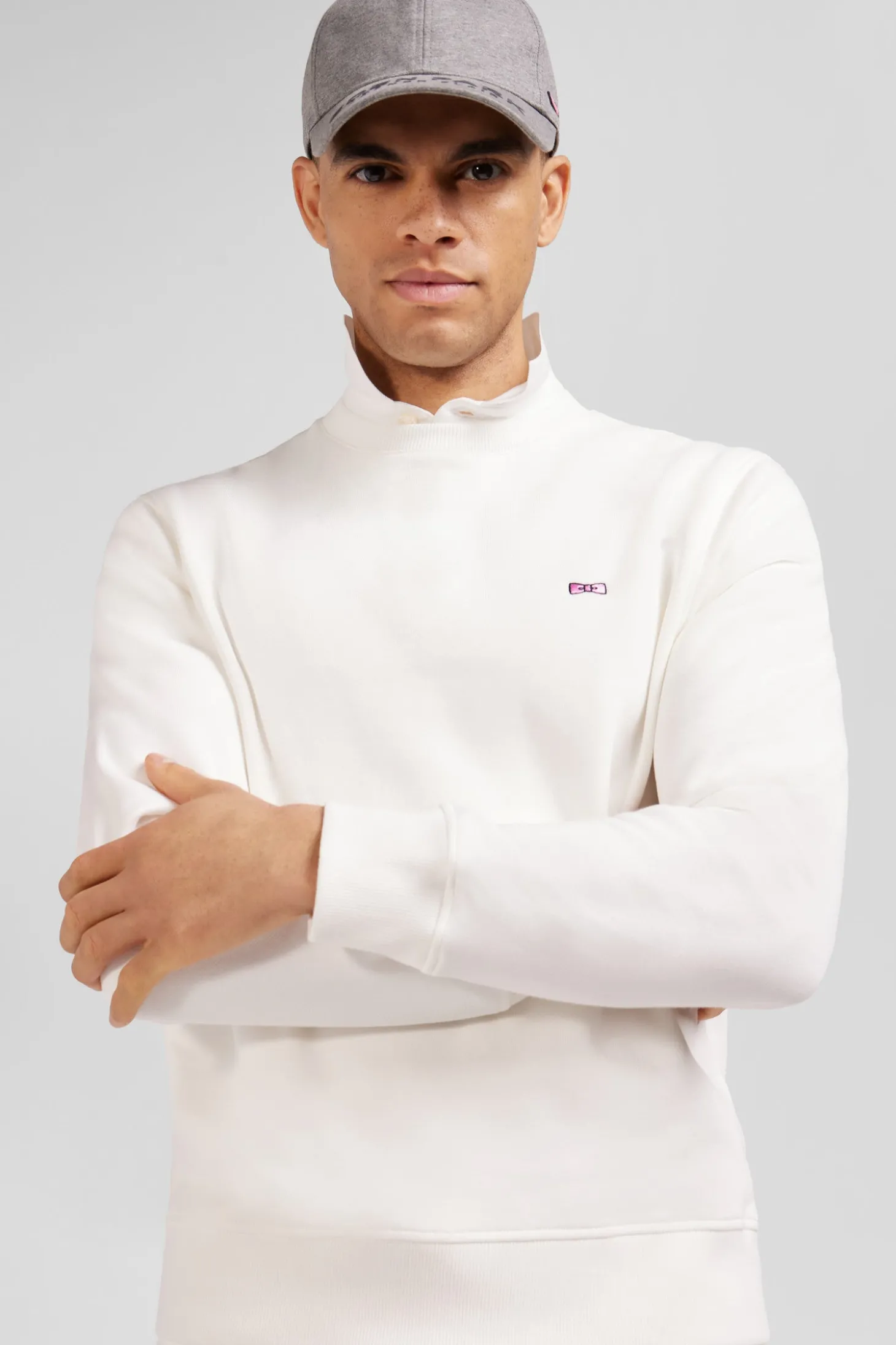 Sweatshirt en molleton coton uni écru coupe Regular