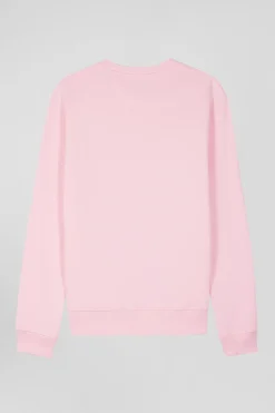Sweatshirt en molleton coton uni rose coupe Regular