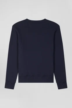 Sweatshirt en molleton coton uni bleu marine coupe Regular