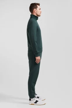 Sweatshirt en molleton coton uni vert coupe Regular