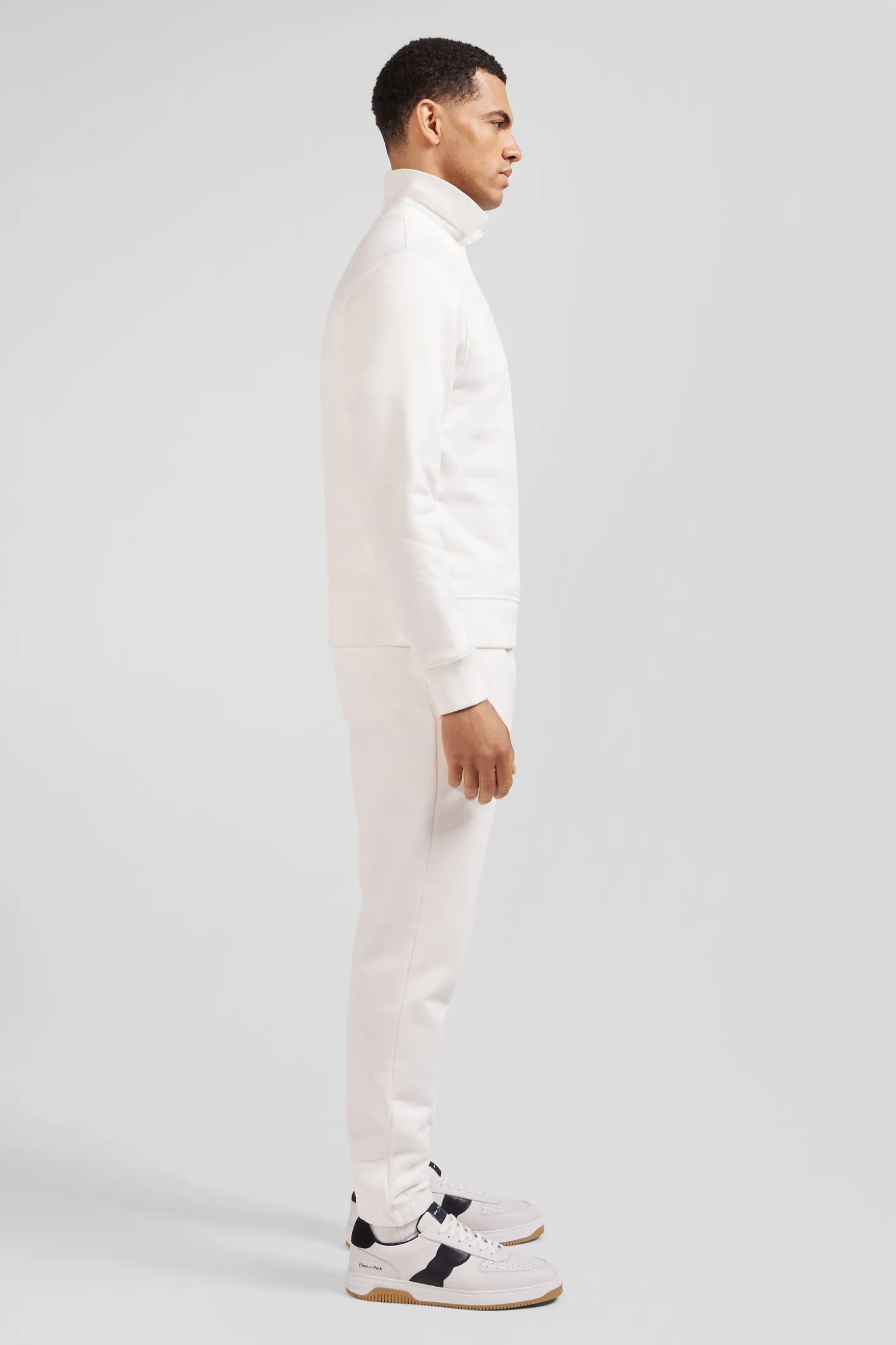 Sweatshirt en molleton coton uni écru coupe Regular