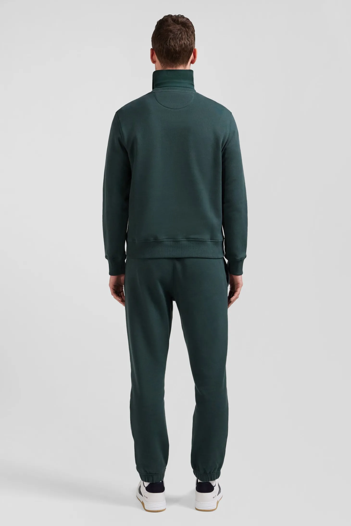 Sweatshirt en molleton coton uni vert coupe Regular