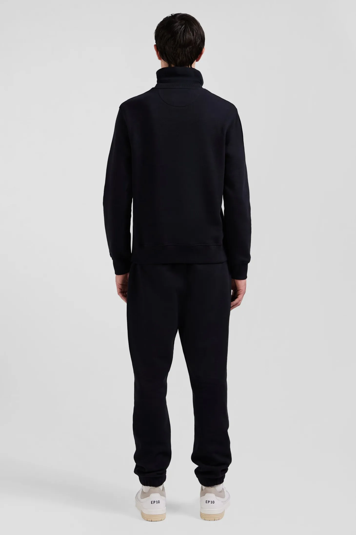 Sweatshirt en molleton coton uni noir coupe Regular