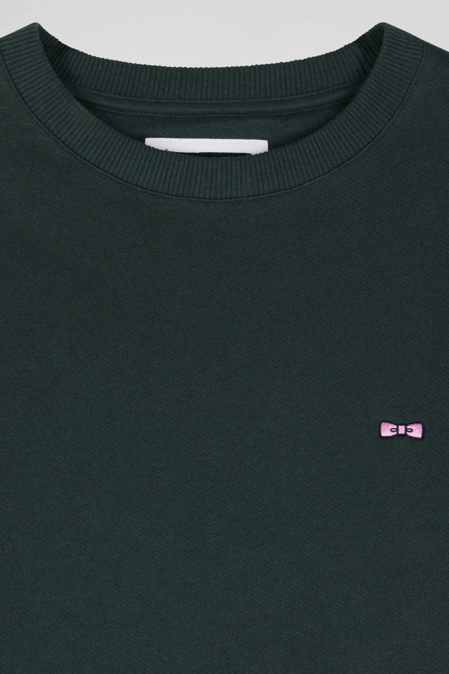 Sweatshirt en molleton coton uni vert coupe Regular