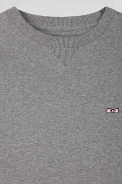 Sweatshirt en molleton coton uni gris coupe Regular