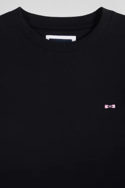 Sweatshirt en molleton coton uni noir coupe Regular