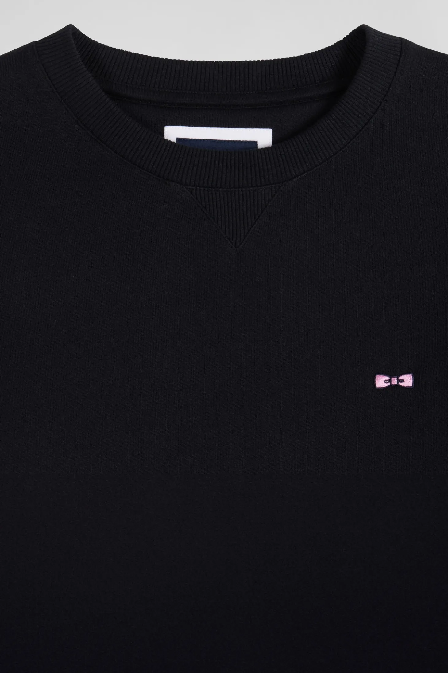 Sweatshirt en molleton coton uni noir coupe Regular