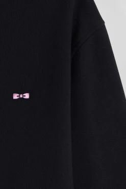 Sweatshirt en molleton coton uni noir coupe Regular