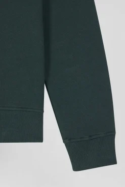 Sweatshirt en molleton coton uni vert coupe Regular