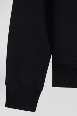 Sweatshirt en molleton coton uni noir coupe Regular
