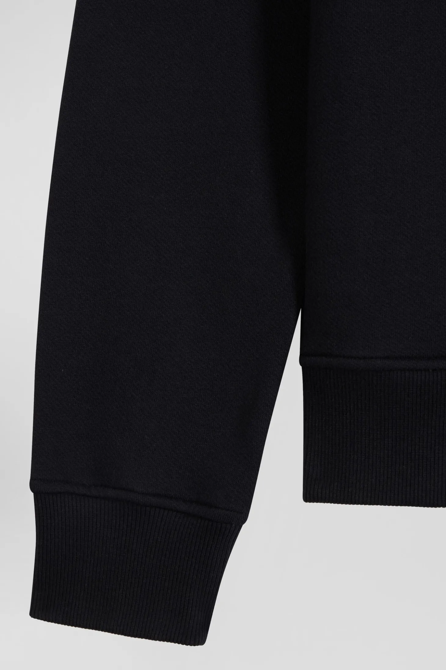 Sweatshirt en molleton coton uni noir coupe Regular