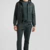 Sweatshirt zippé à capuche en molleton coton vert coupe Regular