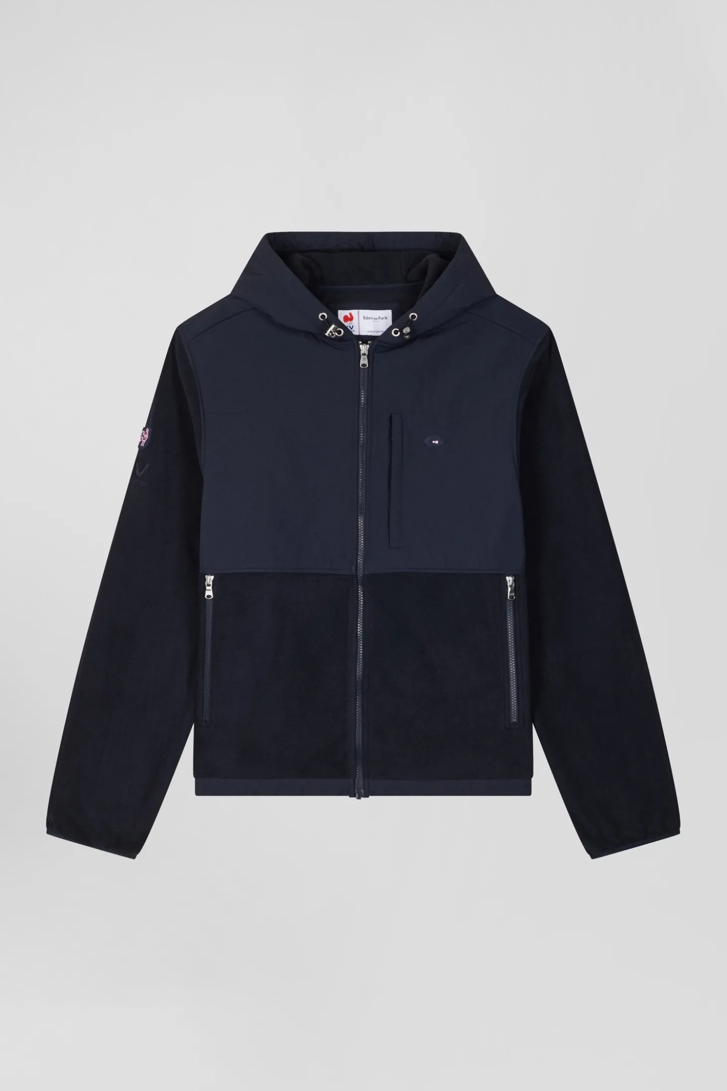 Sweatshirt zippé à capuche bleu marine coupe Regular
