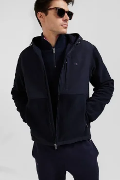 Sweatshirt zippé à capuche bleu marine coupe Regular