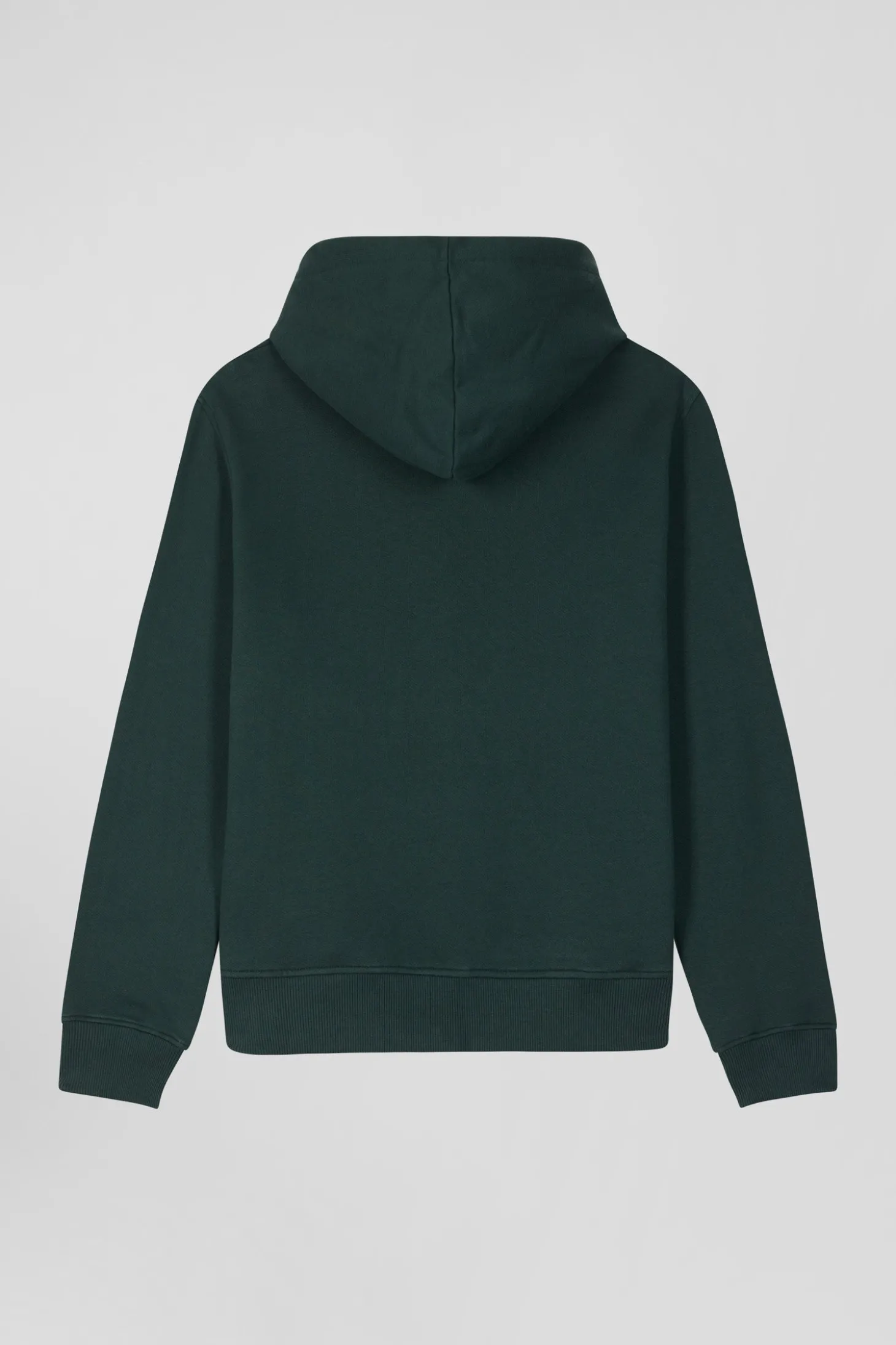 Sweatshirt zippé à capuche en molleton coton vert coupe Regular