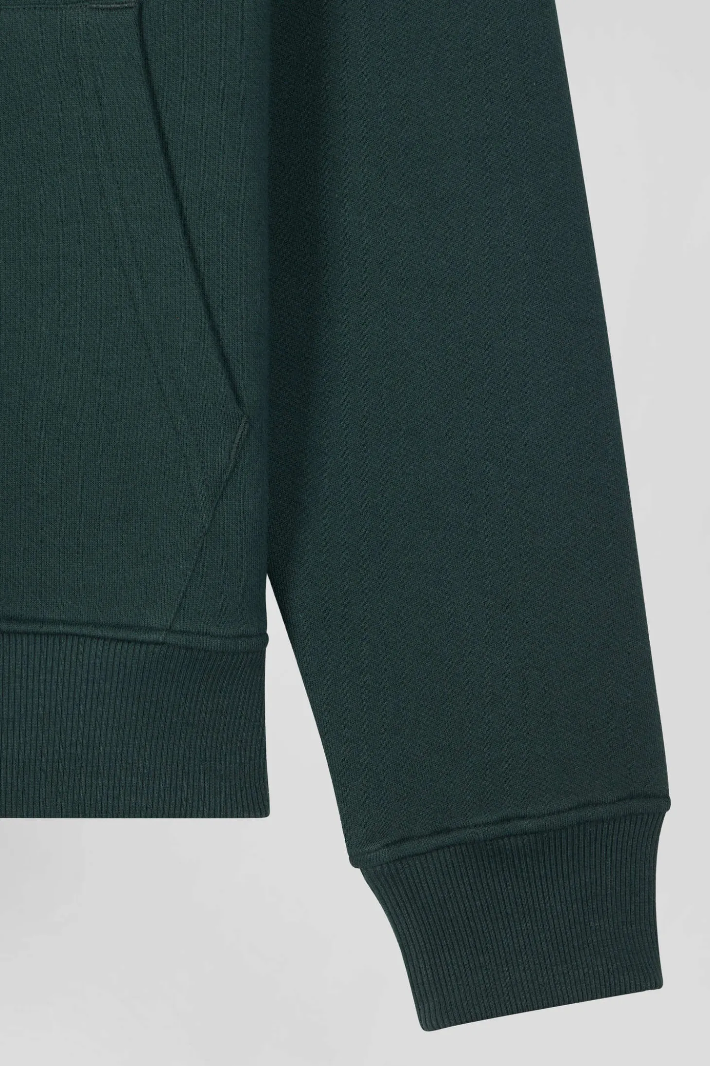 Sweatshirt zippé à capuche en molleton coton vert coupe Regular