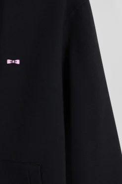 Sweatshirt zippé à capuche en molleton coton noir coupe Regular