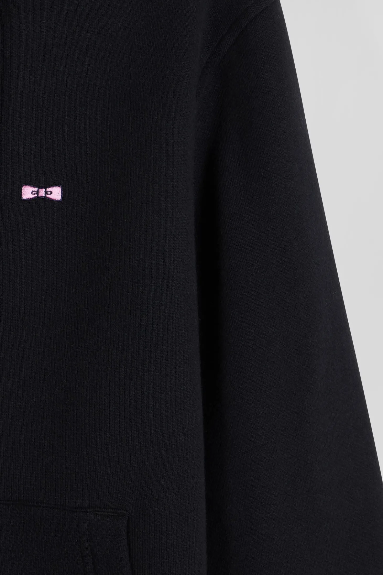 Sweatshirt zippé à capuche en molleton coton noir coupe Regular