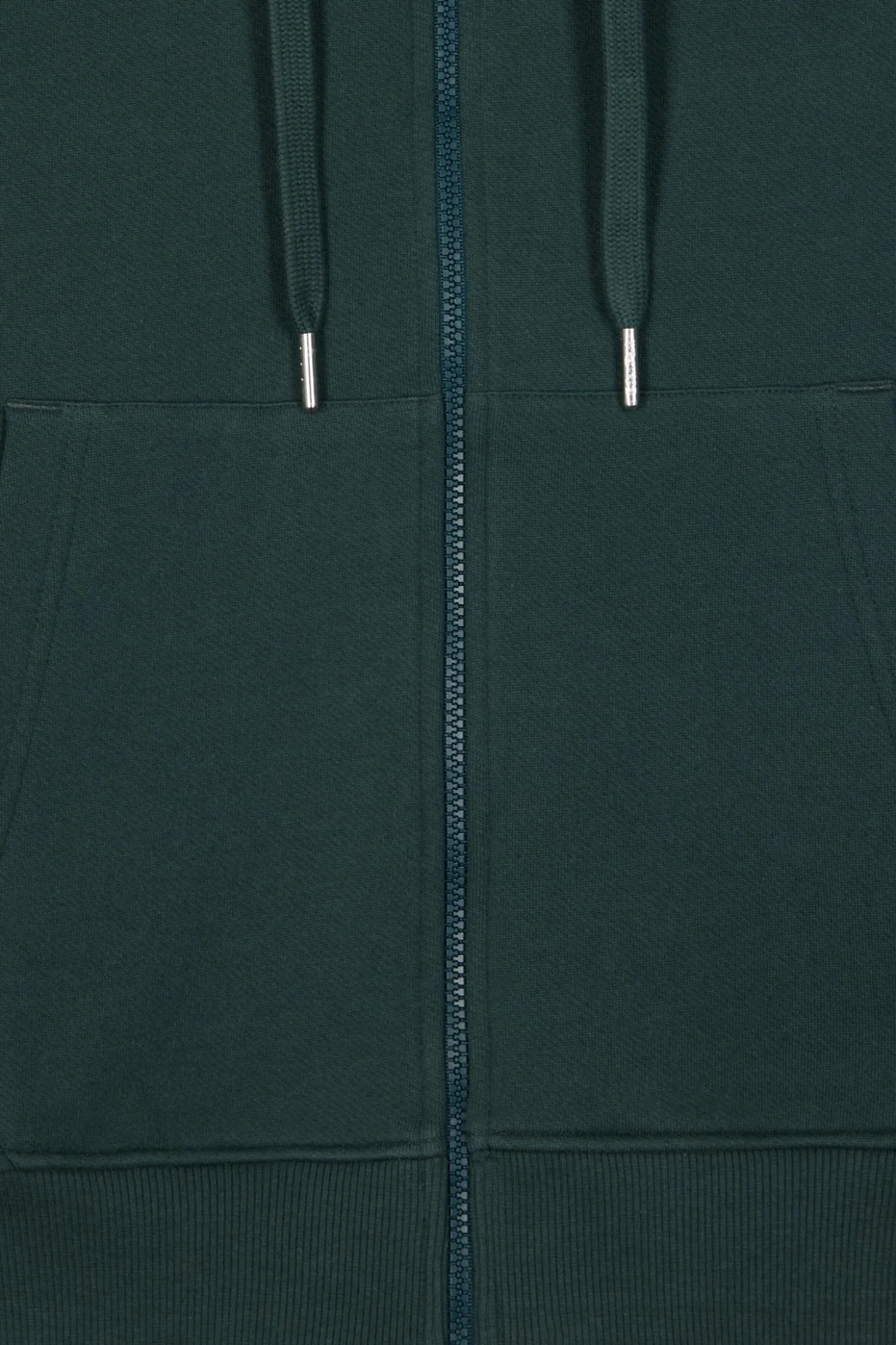 Sweatshirt zippé à capuche en molleton coton vert coupe Regular