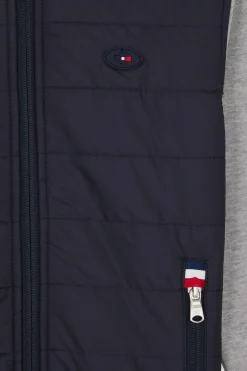 Sweatshirt zippé à capuche à parmenture matelassée bleu marine coupe Regular