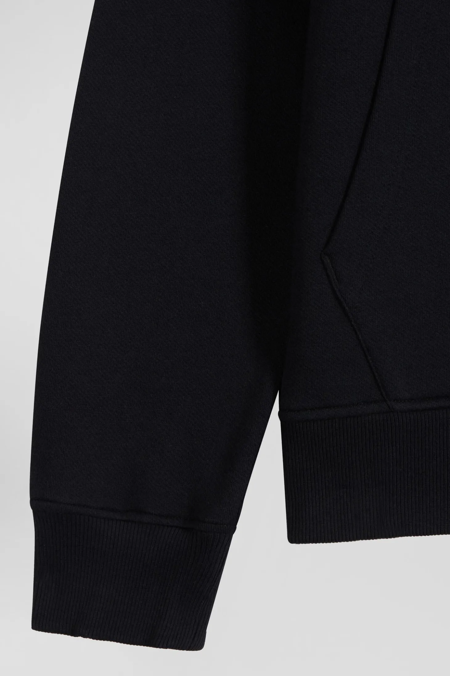 Sweatshirt zippé à capuche en molleton coton noir coupe Regular