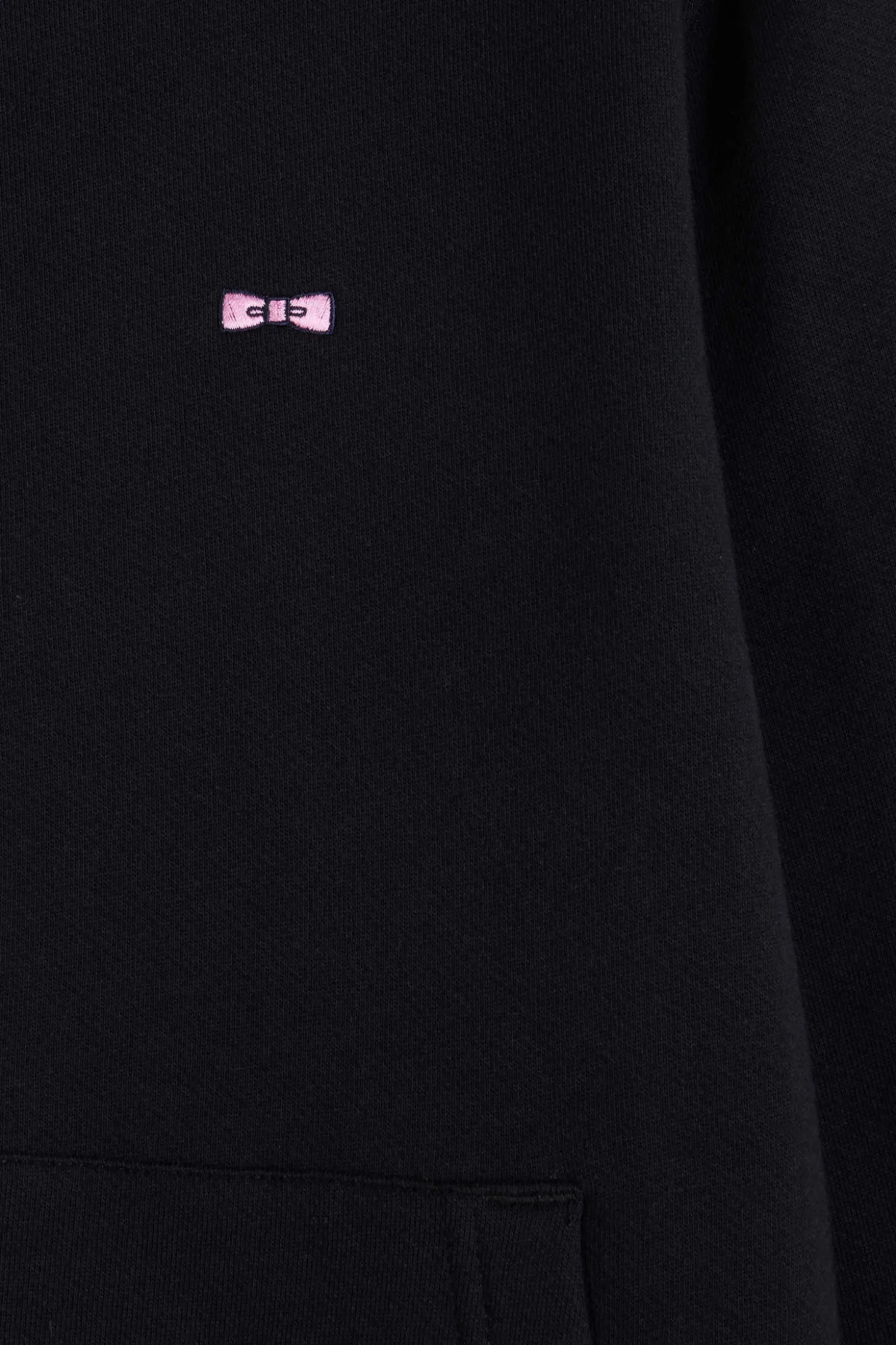 Sweatshirt zippé à col montant en molleton coton uni noir coupe Regular