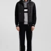 Sweatshirt zippé bimatière à parmenture matelassée noir et marine coupe Regular