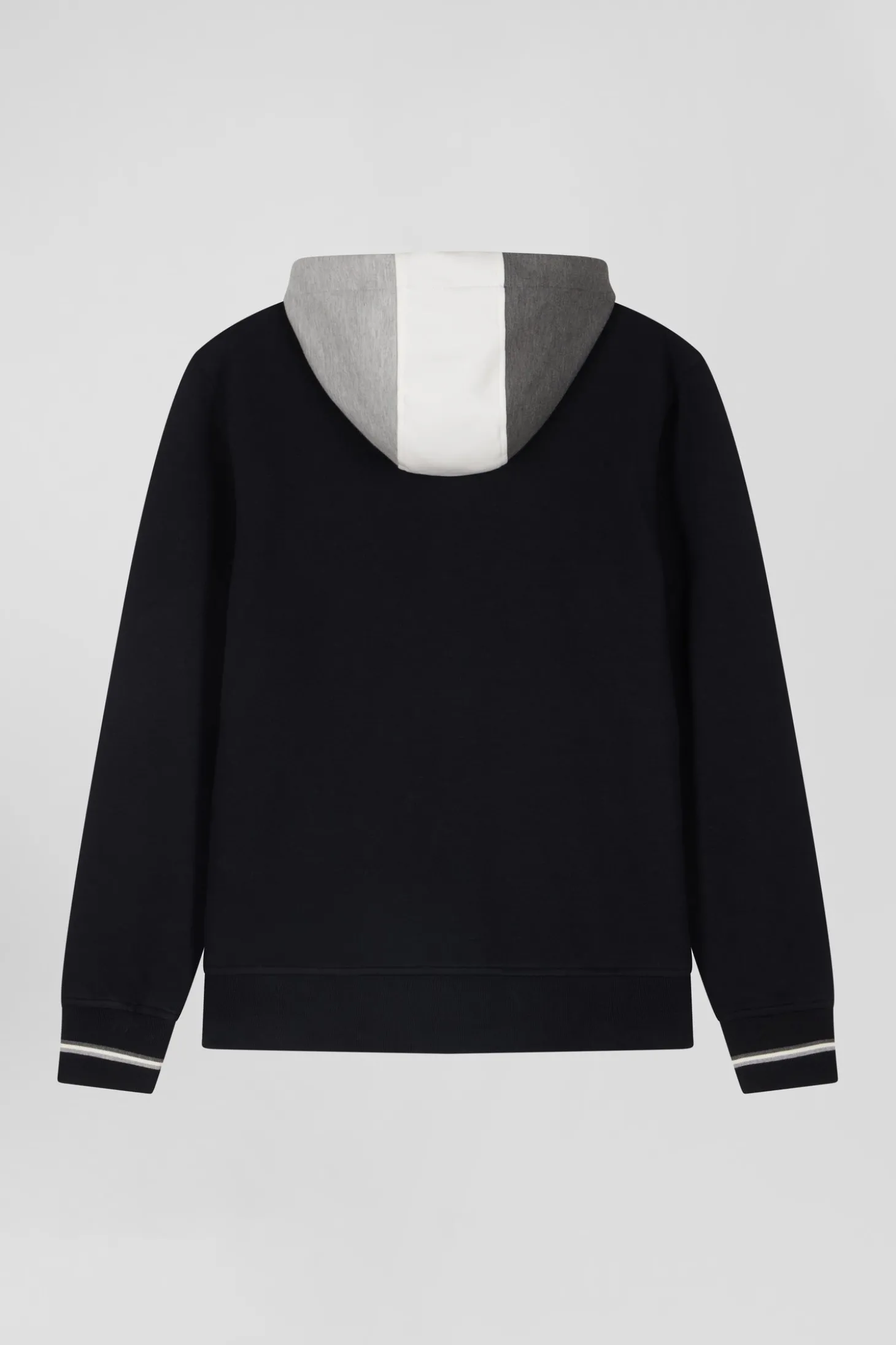 Sweatshirt zippé bimatière à parmenture matelassée noir et marine coupe Regular