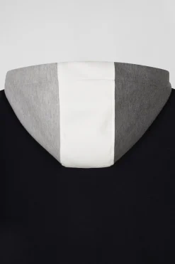 Sweatshirt zippé bimatière à parmenture matelassée noir et marine coupe Regular