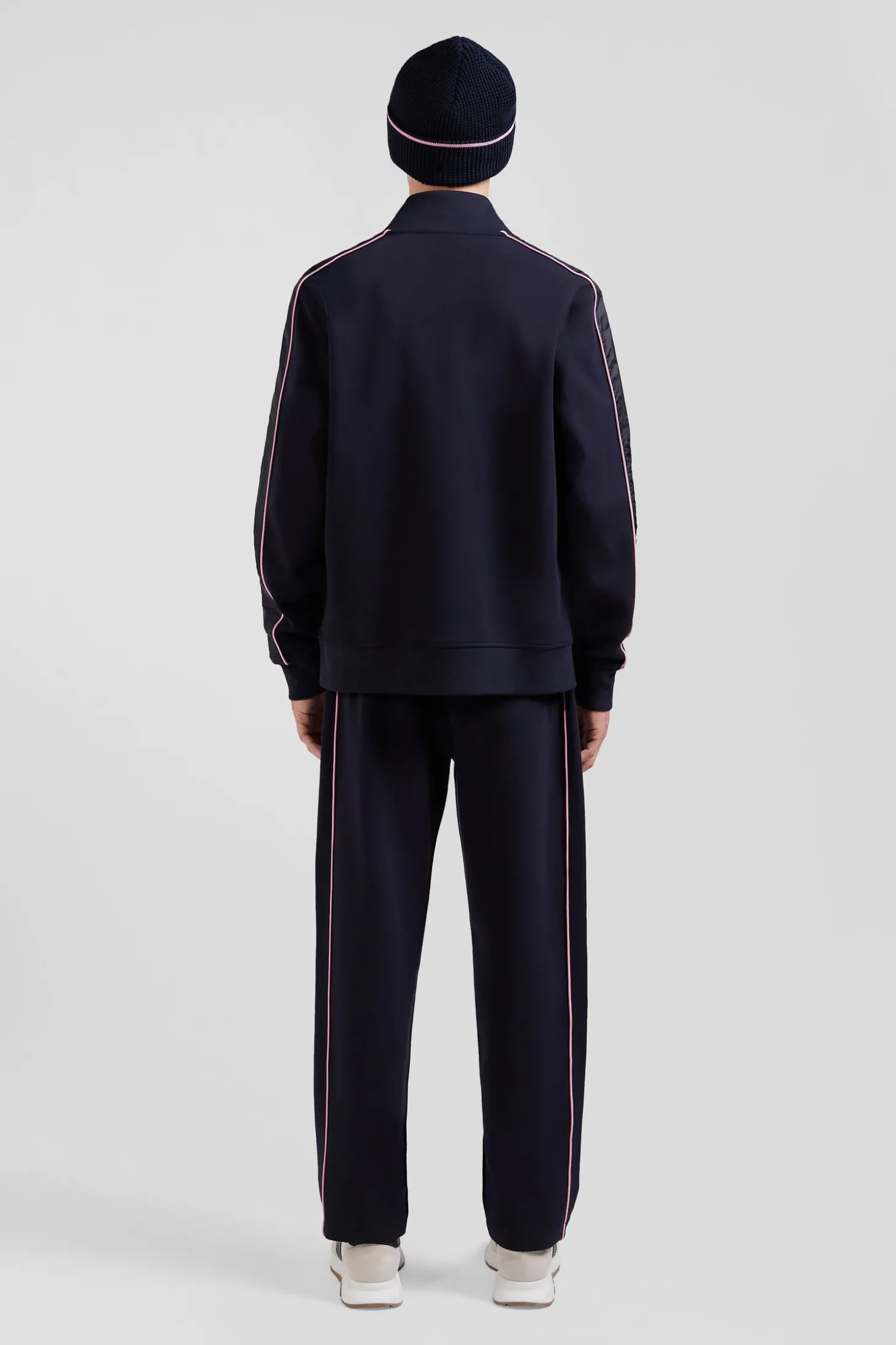 Sweatshirt zippé en coton mélangé bleu marine coupe Regular