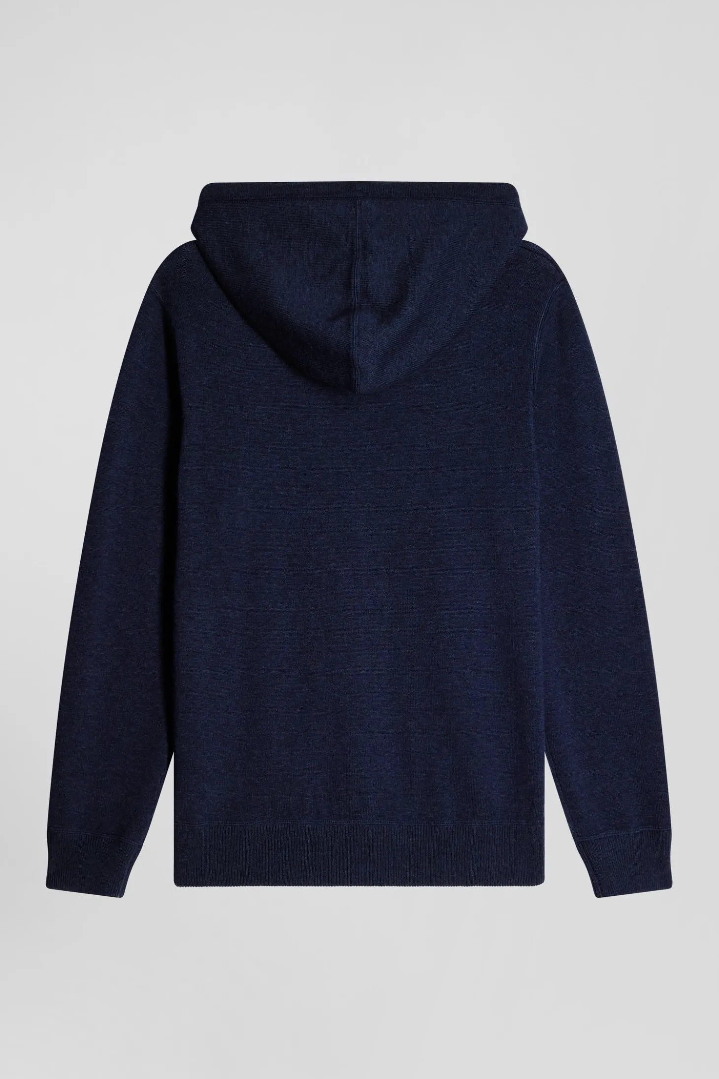 Sweatshirt zippé en maille laine et coton bleu marine coupe Regular