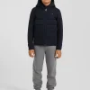 Sweatshirt zippé matelassé à capuche bleu marine coupe Regular