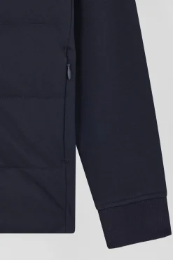 Sweatshirt zippé matelassé à capuche bleu marine coupe Regular