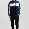 Sweatshirt zippé tricolore en coton mélangé bleu coupe Regular