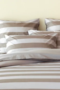 2 taies d'oreiller carrés à rayures beige - A la recherche du ballon perdu