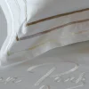 2 taies d'oreiller carrés blanc et doré - Avec toi et les bleus