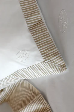 2 taies d'oreiller carrés blanc et beige - Bulle ovale