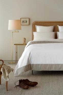 2 taies d'oreiller carrés blanc et beige - Bulle ovale