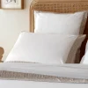 2 taies d'oreiller rectangulaires blanc et beige - Bulle ovale