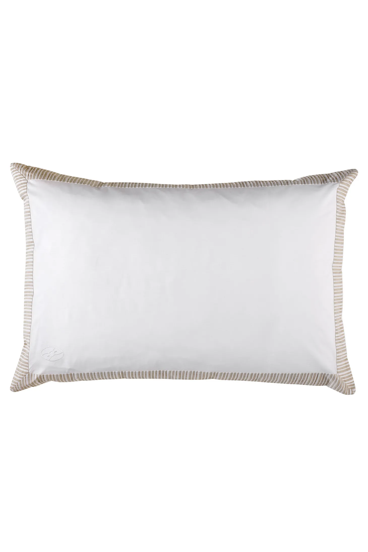 2 taies d'oreiller rectangulaires blanc et beige - Bulle ovale