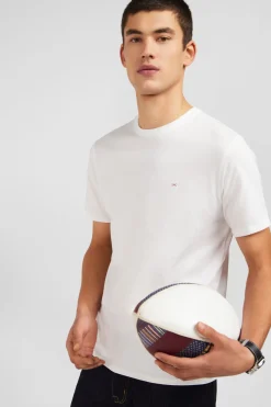 T-shirt blanc col rond à manches courtes