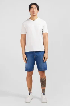 T-shirt blanc col V à manches courtes