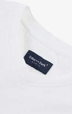 T-shirt blanc col V à manches courtes