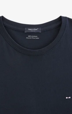 T-shirt bleu marine col rond à manches courtes