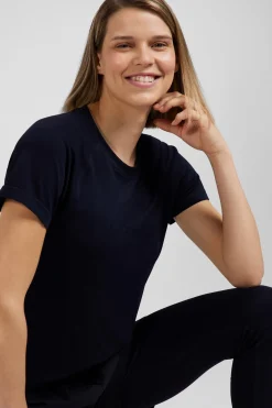 T-shirt de sport manches courtes à détails cerclés bleu marine