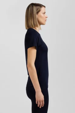 T-shirt de sport manches courtes à détails cerclés bleu marine