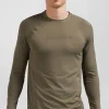 T-shirt de sport manches longues à détails cerclés kaki