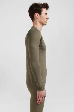 T-shirt de sport manches longues à détails cerclés kaki