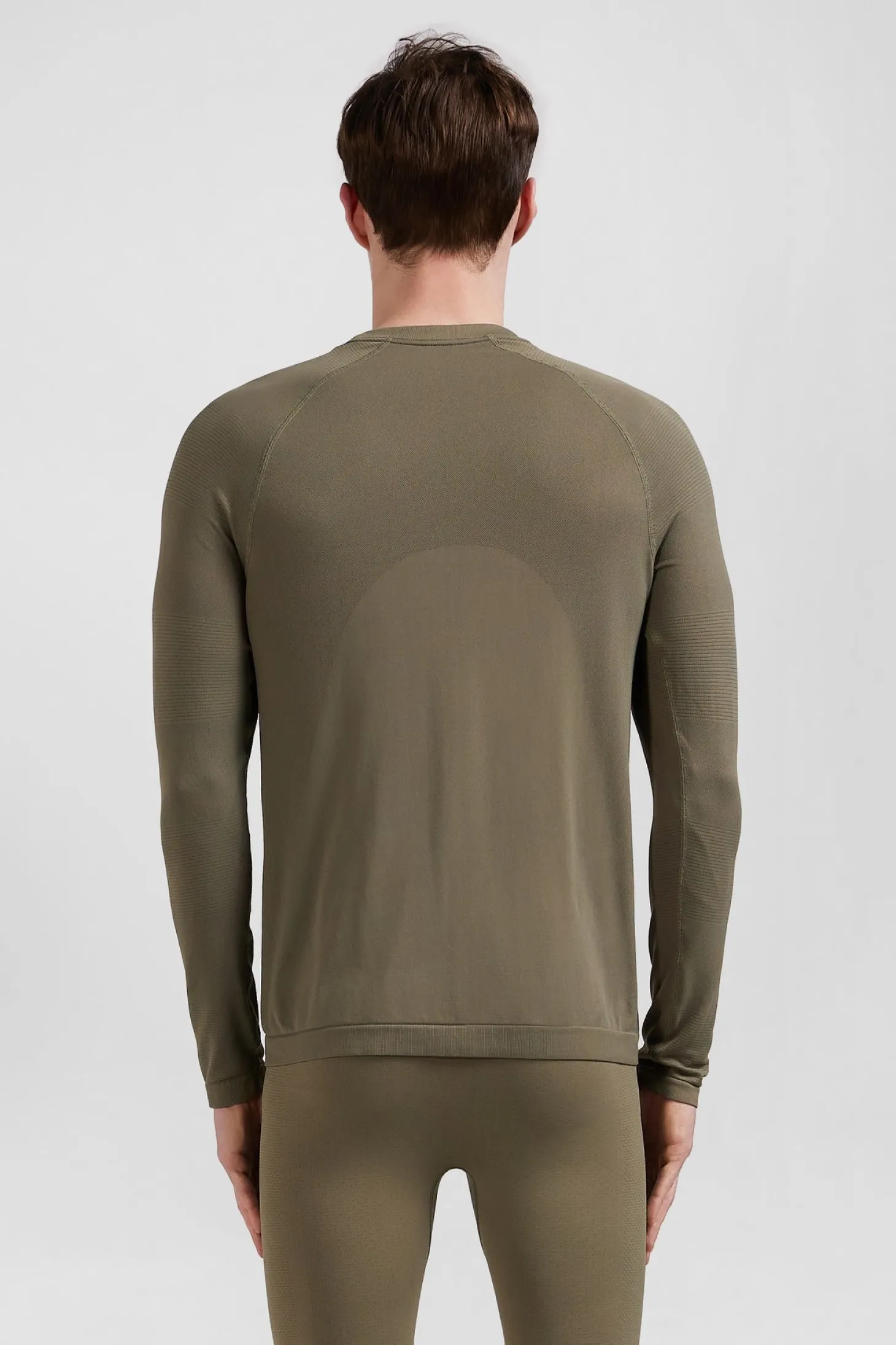 T-shirt de sport manches longues à détails cerclés kaki