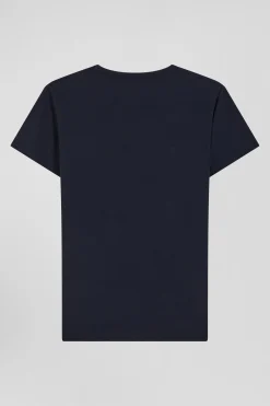 T-shirt en coton stretch bleu marine